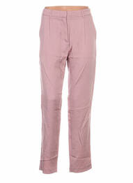 Pantalon droit fermeture zippée sous rabat avec crochet taille haute rose SAMSOE & SAMSOE femme
