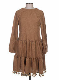 Robe mi-longue manches longues manches longues marron ZOE LA FEE femme