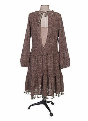 Robe mi-longue manches longues manches longues marron ZOE LA FEE femme