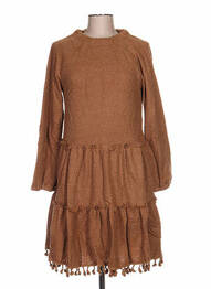 Robe mi-longue marron ZOE LA FEE femme