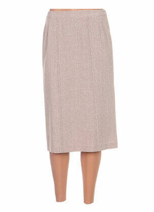 Jupe mi-longue coupe droite beige GEVANA femme