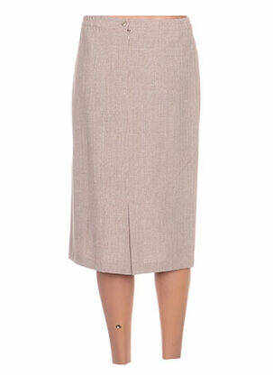 Jupe mi-longue coupe droite beige GEVANA femme