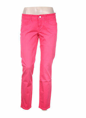 Pantalon droit fermeture zippée sous rabat boutonné taille basse rose CAMBIO femme