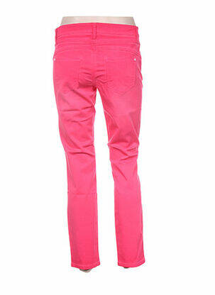 Pantalon droit fermeture zippée sous rabat boutonné taille basse rose CAMBIO femme