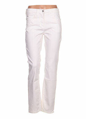 Pantalon droit fermeture zippée sous rabat boutonné taille normale blanc GELCO femme