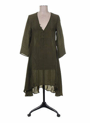 Robe mi-longue manches longues manches longues vert MINE DE RIEN femme