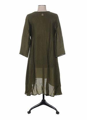 Robe mi-longue manches longues manches longues vert MINE DE RIEN femme