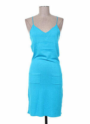 Robe courte col v fines bretelles bleu MINE DE RIEN femme