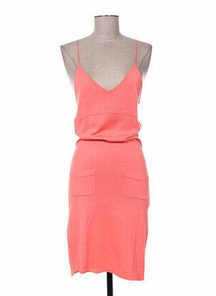 Robe courte col v fines bretelles orange MINE DE RIEN femme