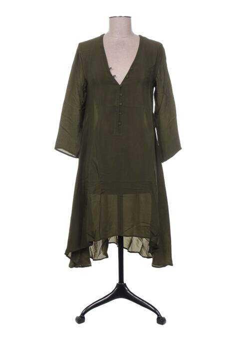 Robe mi-longue manches longues manches longues vert MINE DE RIEN femme