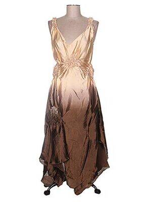 Robe longue coupe fluide fines bretelles marron SERENA KAY femme