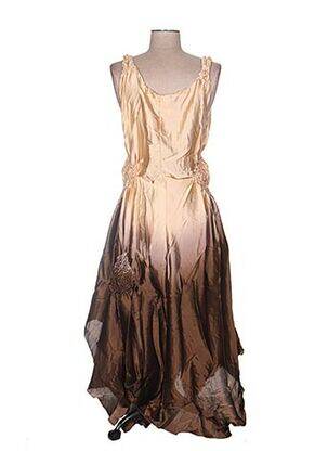 Robe longue coupe fluide fines bretelles marron SERENA KAY femme