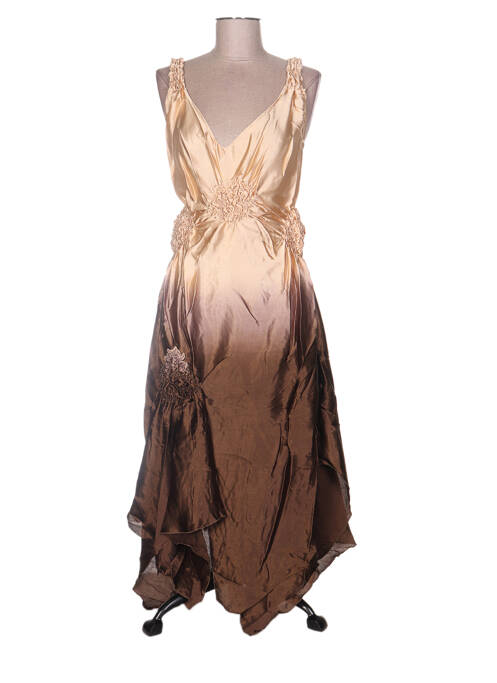 Robe longue coupe fluide fines bretelles marron SERENA KAY femme