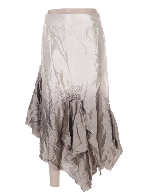 Jupe mi-longue fermeture zip latéral gris SERENA KAY femme