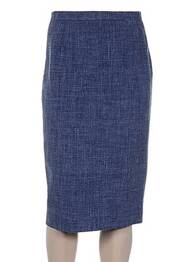 Jupe mi-longue coupe droite bleu WEINBERG femme