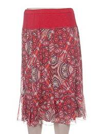 Jupe mi-longue taille élastique rouge PAUPORTÉ femme