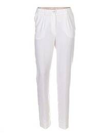 Pantalon droit fermeture zippée sous rabat boutonné blanc WEINBERG femme