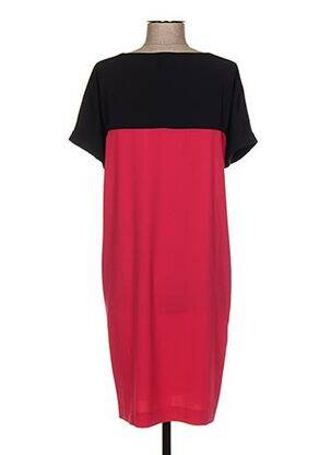 Robe mi-longue tissage crêpe manches courtes rose PAUPORTÉ femme