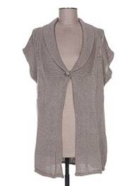 Gilet manches courtes col châle marron WEINBERG femme