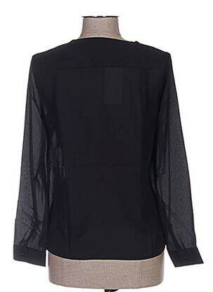 Blouse poignets boutonnés avec fente manches longues noir BY MONSHOWROOM femme