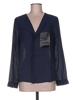 Blouse poignets boutonnés avec fente manches longues bleu BY MONSHOWROOM femme