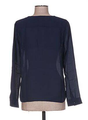 Blouse poignets boutonnés avec fente manches longues bleu BY MONSHOWROOM femme