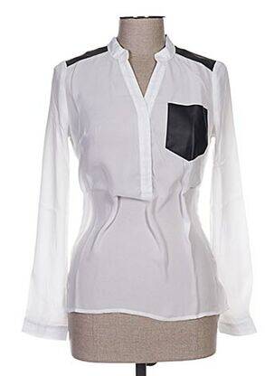 Blouse légère et transparente manches longues blanc BY MONSHOWROOM femme