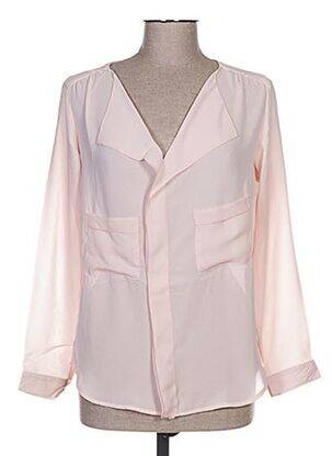 Blouse légère et transparente manches longues rose BY MONSHOWROOM femme