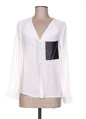 Blouse légère et transparente manches longues blanc BY MONSHOWROOM femme