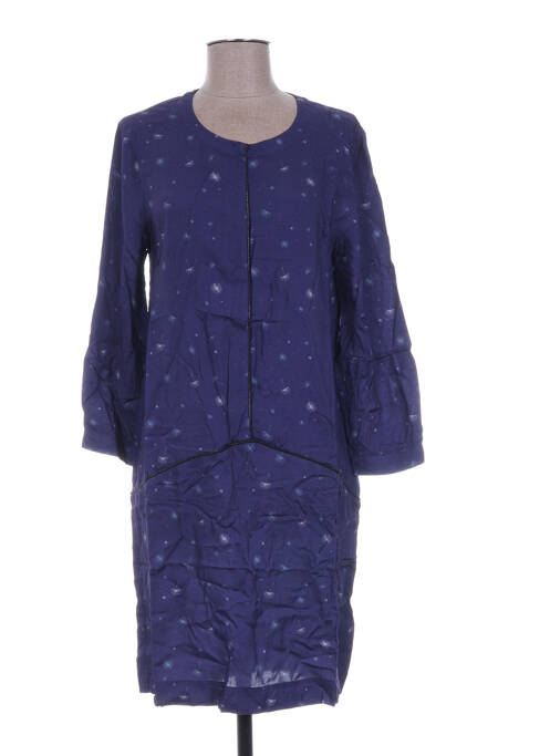 Robe mi-longue manches longues manches longues bleu CLO&SE femme