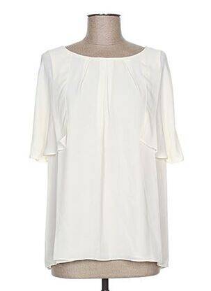 Blouse fermeture boutonnée au dos manches courtes beige SO ESSENTIAL femme