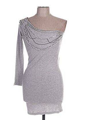 Tunique manches longues col rond gris FREE FOR HUMANITY femme