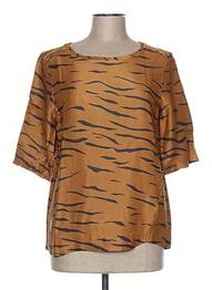 Blouse manches courtes manches courtes marron YAYA femme