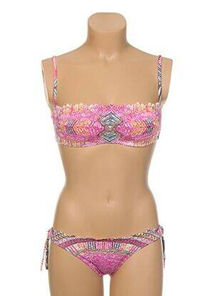 Maillot de bain 2 pièces fermeture liens à nouer rose PIN UP femme