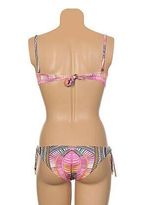 Maillot de bain 2 pièces fermeture liens à nouer rose PIN UP femme