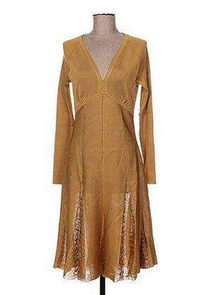Robe mi-longue manches longues manches longues marron JACQUELINE COQ femme