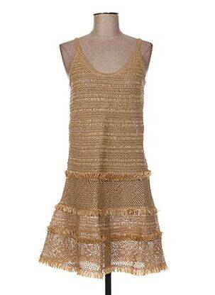 Robe mi-longue col v fines bretelles beige JACQUELINE COQ femme