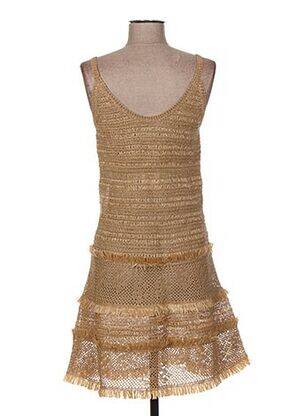 Robe mi-longue col v fines bretelles beige JACQUELINE COQ femme