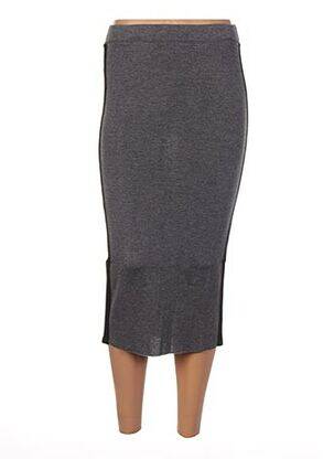 Jupe mi-longue taille élastique gris JACQUELINE COQ femme