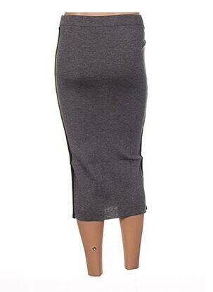 Jupe mi-longue taille élastique gris JACQUELINE COQ femme