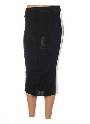 Jupe mi-longue taille élastique noir JACQUELINE COQ femme