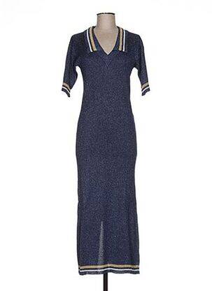 Robe pull col v manches courtes bleu JACQUELINE COQ femme
