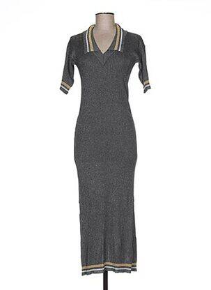 Robe pull col v manches courtes gris JACQUELINE COQ femme