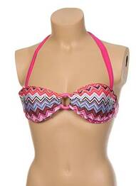 Haut de maillot de bain fermeture liens à nouer haut soutien-gorge moulé rose KIWI femme