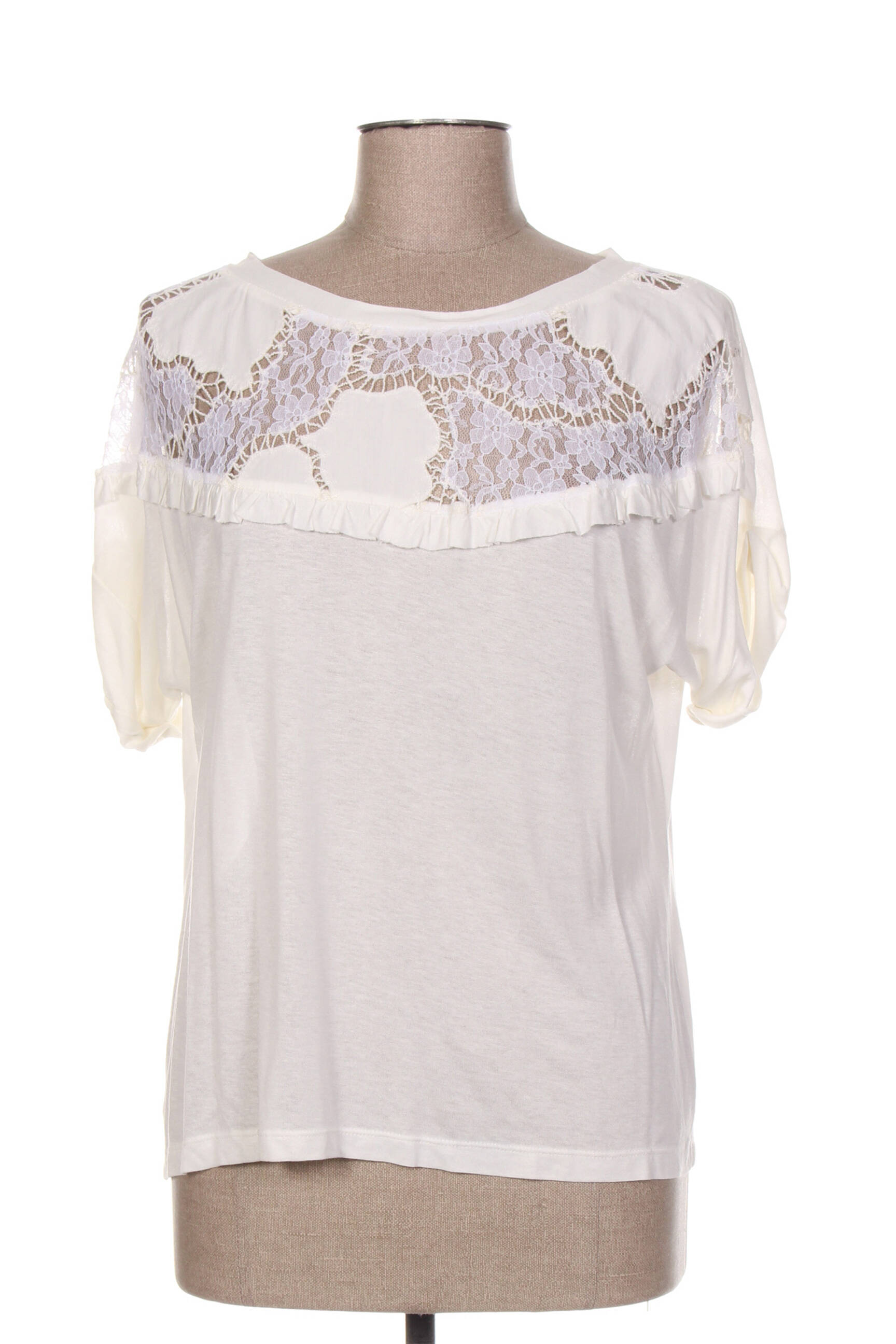 T-shirt coupe cintrée manches courtes blanc VALERIE KHALFON femme