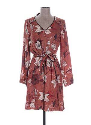 Robe mi-longue imprimé fleurs sans manche marron VOODOO femme