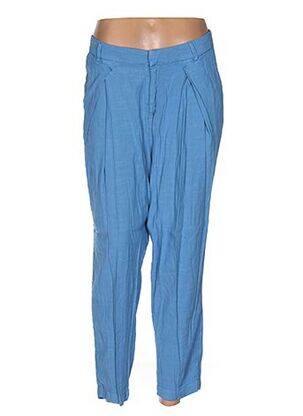 Pantalon taille haute taille haute bleu MENSI COLLEZIONE femme