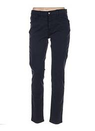 Pantalon 7/8 fermeture zippée sous rabat boutonné taille normale bleu MENSI COLLEZIONE femme