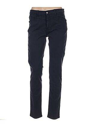 Pantalon 7/8 fermeture zippée sous rabat boutonné taille normale bleu MENSI COLLEZIONE femme