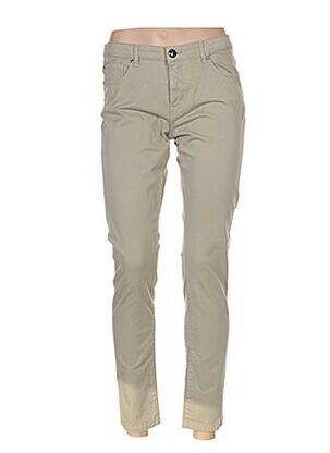 Pantalon 7/8 fermeture zippée sous rabat boutonné taille basse beige MENSI COLLEZIONE femme
